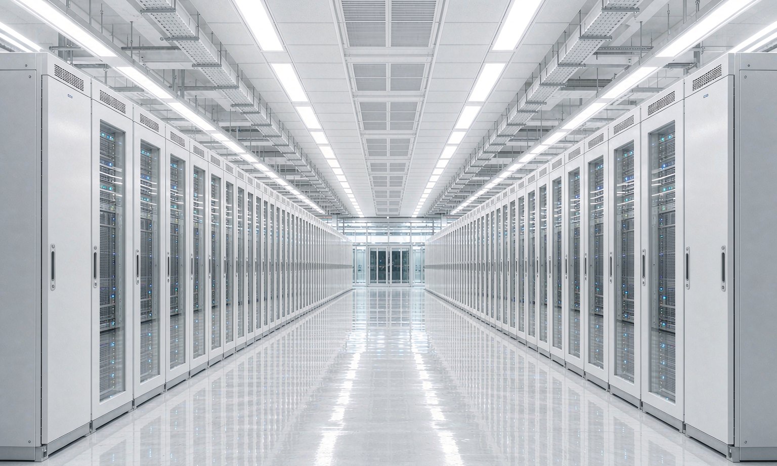 Bright modern data center server hall